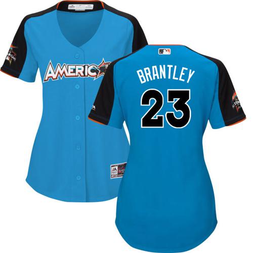 Indians #23 Michael Brantley Blue All-Star American League Women's Stitched MLB Jersey